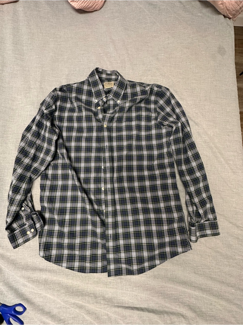 Mens LL Bean Traditional Fit Button Up SZ Large Tall